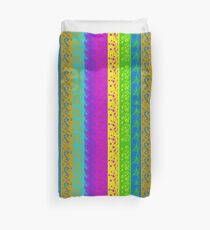Stripes with Floral Design Duvet Cover