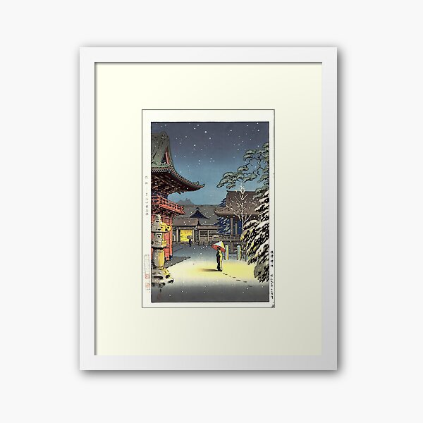 Snow At Nezu Shrine - Tsuchiya Koitsu Print Framed Art Print
