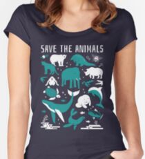 Rette die Tiere - gefährdete Tiere Tailliertes Rundhals-Shirt