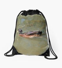 Duck Swimming in Lake Allatoona Drawstring Bag