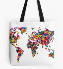 Love Hearts Map of the World Map Tote Bag