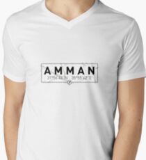 Camiseta de cuello en V La longitud y la latitud de Amman