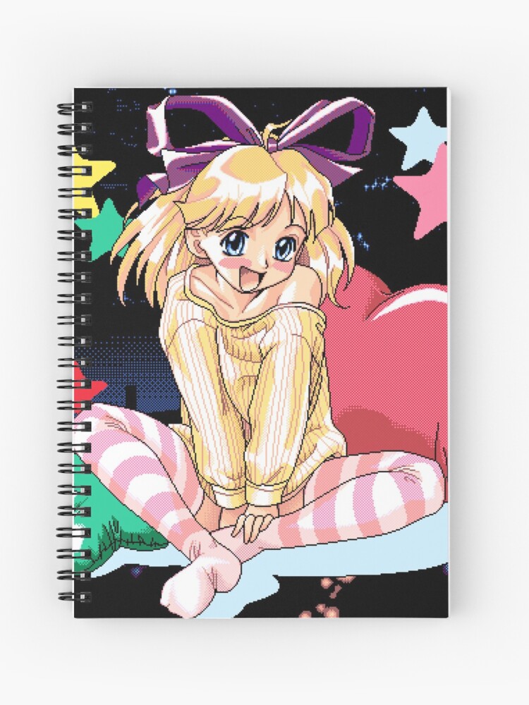 Pixel Anime Cute Blonde Girl Spiral Notebook By Shellshotty