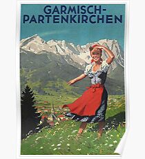 Garmisch Partenkirchen ... Jahrgang Touristenplakat Poster