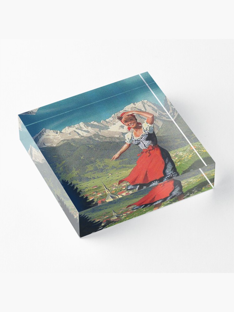 Alternate view of Garmisch Partenkirchen... vintage tourist poster Acrylic Block