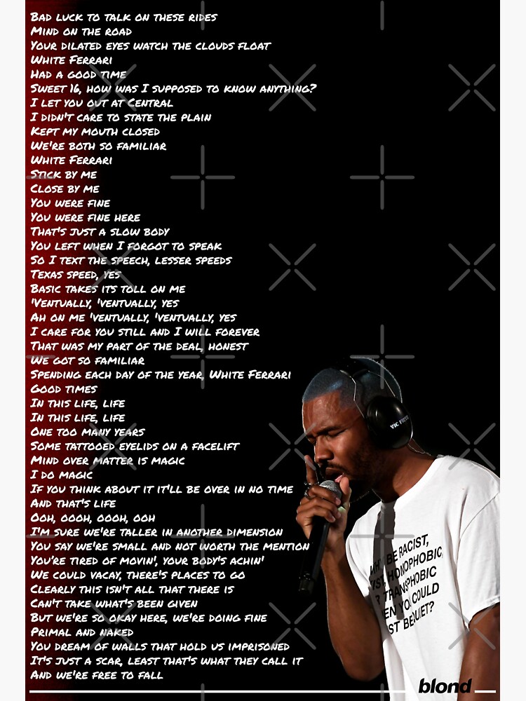 "White Ferrari Lyrics" Sticker by Thevibesman Redbubble