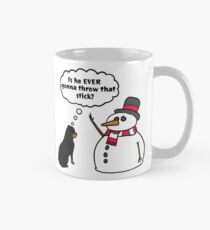 Funny Rottweiler Snowman Stick Arm Christmas Mug