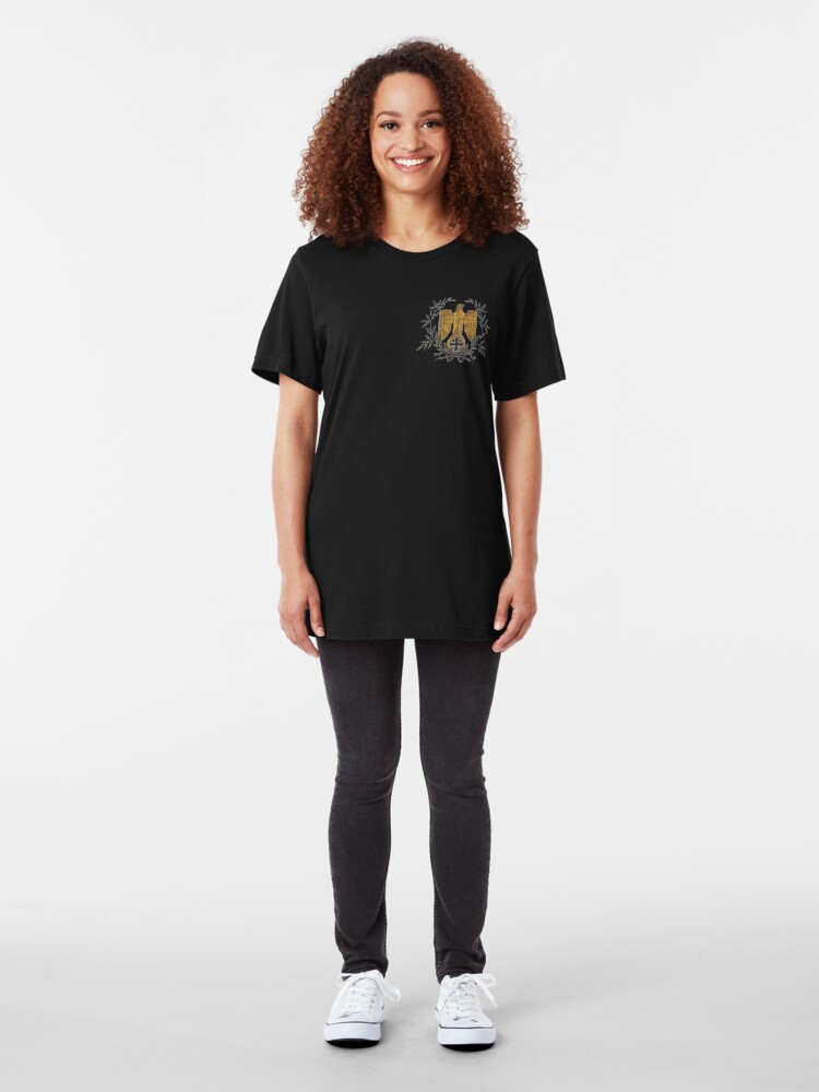 Alternate view of Gold Eagle with Iron Cross Slim Fit T-Shirt