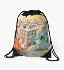 Robot vs. Squid Drawstring Bag