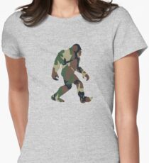 Bigfoot T Shirt Camo Sasquatch Tee Shirt Women's Fitted T-Shirt