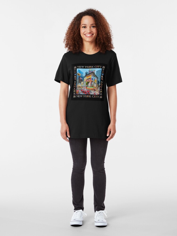 Alternate view of Times Square III Special Finale Edition Titled Poster II (on black) Slim Fit T-Shirt