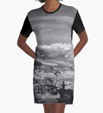 Innsbruck In Winter From Patscherkofel Mountain black white Graphic T-Shirt Dress