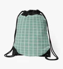 Christmas Green Holly and Ivy Tartan Check Plaid Drawstring Bag
