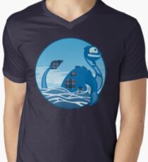 Camiseta para hombre de cuello en v El bestiario de Ahuri: Nessie