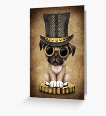 Netter Steampunk Mops-Welpen-Hund Grußkarte