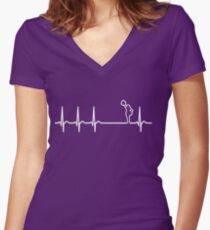 Heartbeat Cheerleader T-Shirt - Cool Funny Nerdy Comic Graphic Cheerleading Team Coach Team Champion Humor Sayings Sayings Shirt Gift Gift Idea Women's Fitted V-Neck T-Shirt