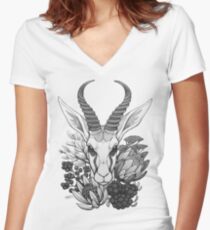 Springbok & Fynbos Women's Fitted V-Neck T-Shirt