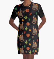 Thanksgiving Turkey pattern Graphic T-Shirt Dress