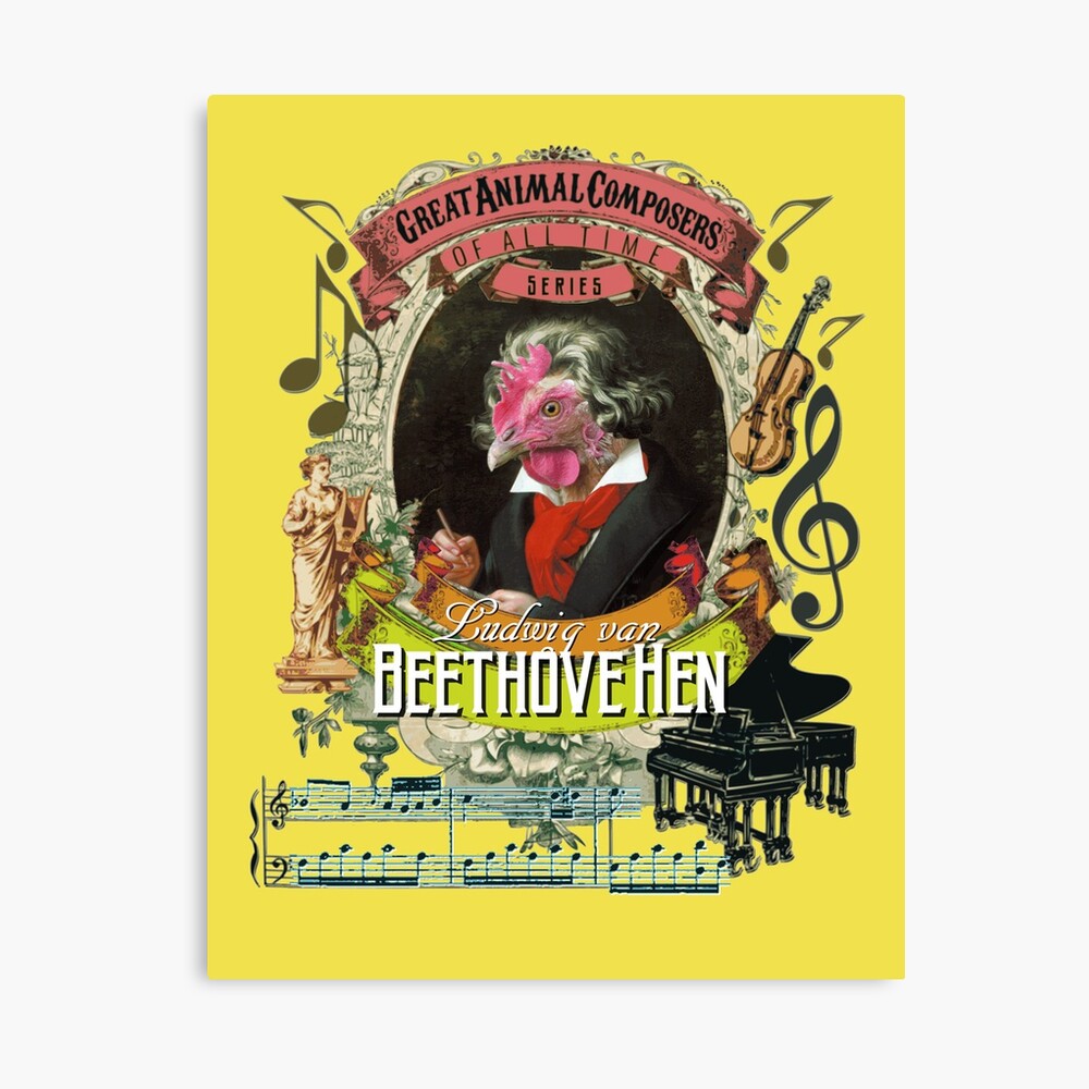 Ludwig v Beethovehen Classical Music Parody Beethoven Rooster Hen Canvas Print