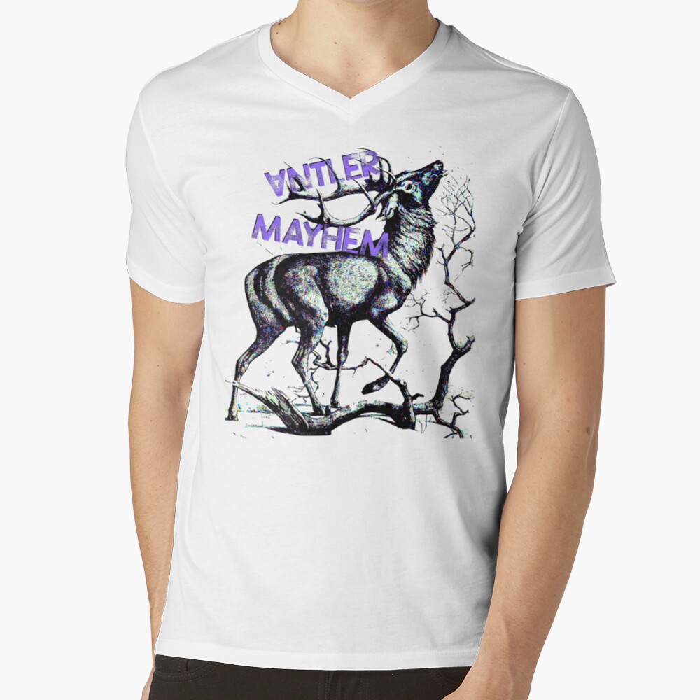 Antler Mayhem Deer V-Neck T-Shirt