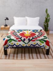 Mexican Flowers Throw Blanket