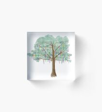 Mardi Gras Tree - watercolor Acrylic Block
