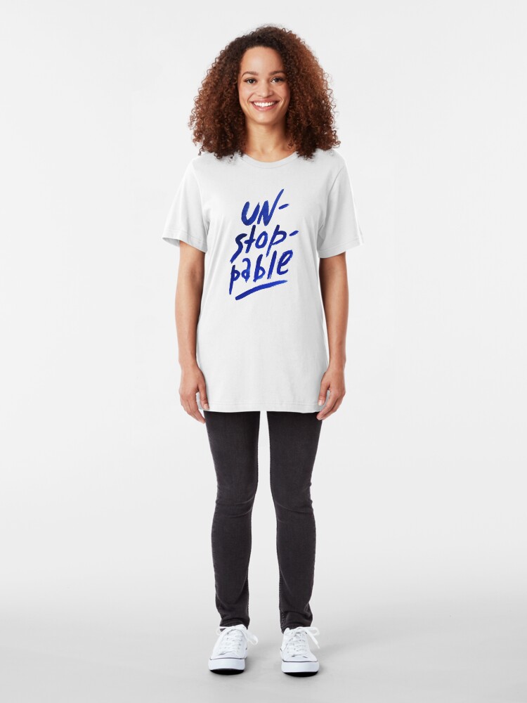 Alternate view of Unstoppable - watercolor lettering Slim Fit T-Shirt