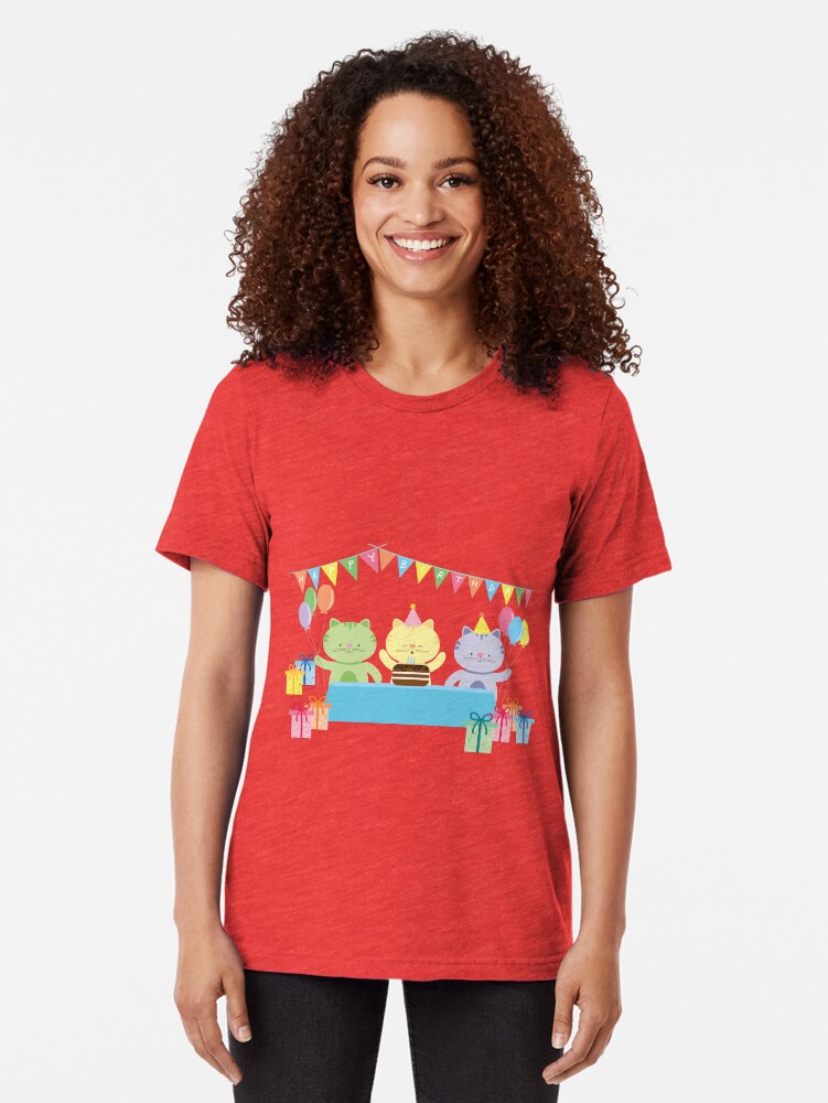 Alternate view of Happy Cat Birthday! Tri-blend T-Shirt