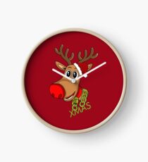 Santa Reindeer - Xmas - Christmas Red Noise Reindeer Clock