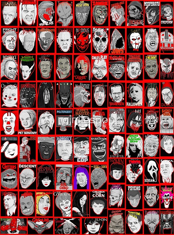 "Faces of Horror Collage art" by gjnilespop | Redbubble