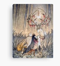 Der Wunsch - Kitsune Fox Deer Yokai Metalldruck