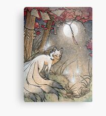 Fox & Wisps - Kitsune Yokai Foxfire Metal Print