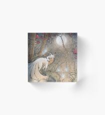 Fox & Wisps - Kitsune Yokai Foxfire Acrylic Block
