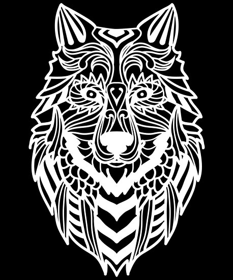 Download "White Wolf Head Mandala Zen Doodle Art" Poster by ...