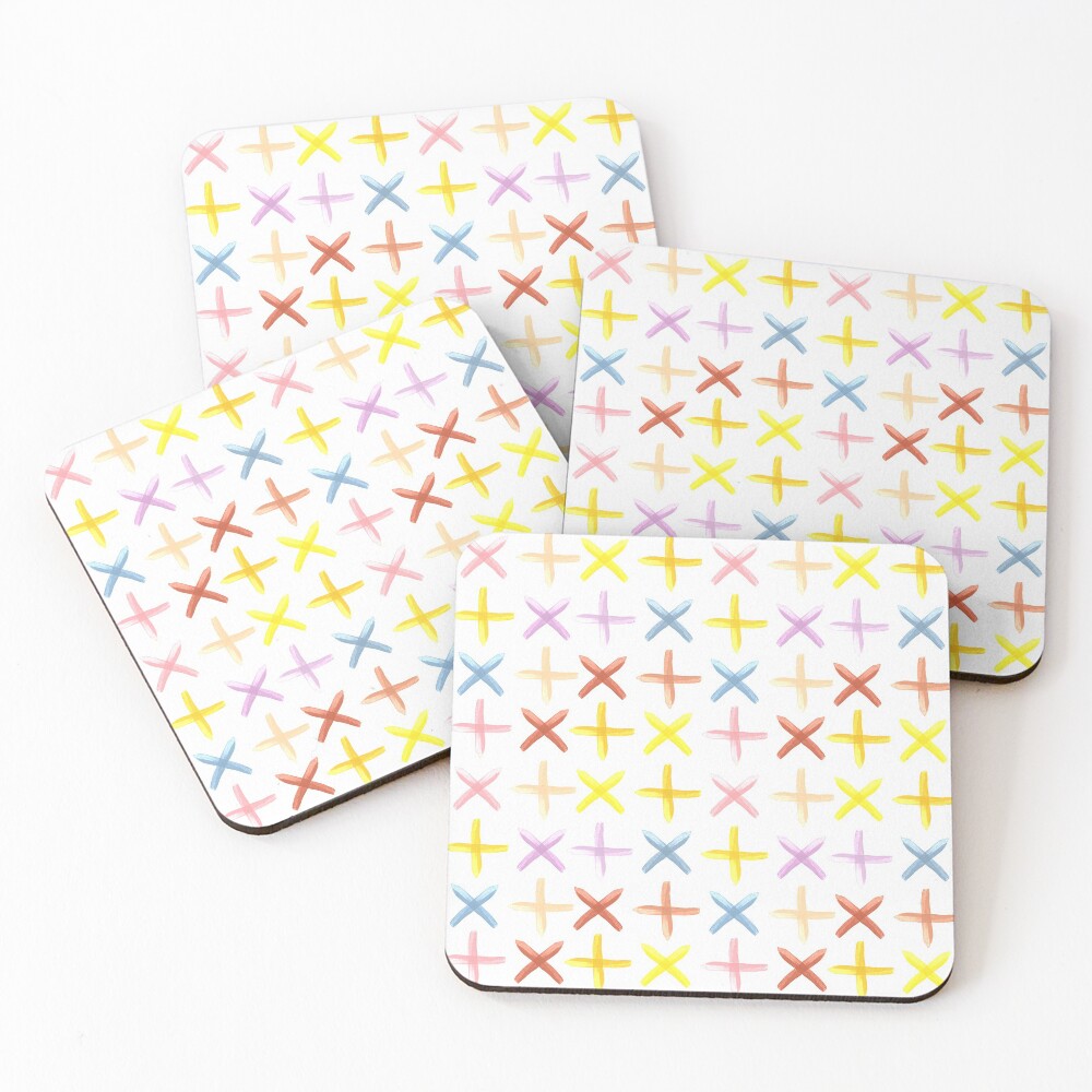 "Colorful Stitch Cross Pattern" Coasters (Set of 4) by cadinera Redbubble