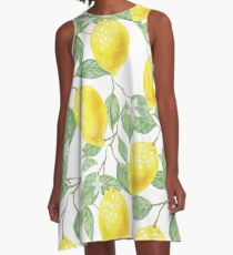 Zitronen-Print A-Linien Kleid