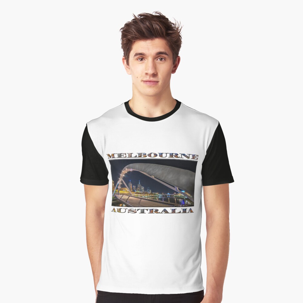 Southgate Bridge At Night (wide poster edition on white) Graphic T-Shirt