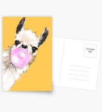 Bubble Gum Sneaky Llama in Mustard Yellow Postcards
