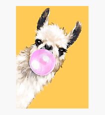 Bubble Gum Sneaky Llama in Mustard Yellow Photographic Print