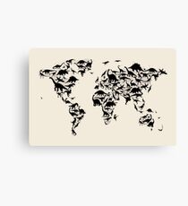 Dinosaur Map of the World Map Canvas Print