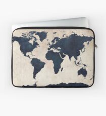 World Map Distressed Navy Laptop Sleeve