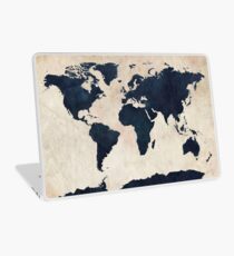 World Map Distressed Navy Laptop Skin
