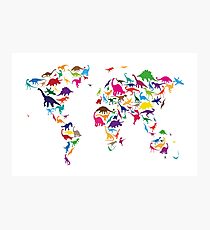 Dinosaur Map of the World Map Photographic Print