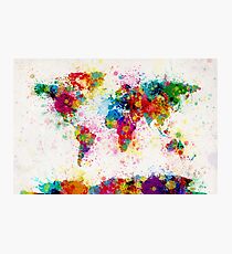 World Map Paint Splashes Photographic Print