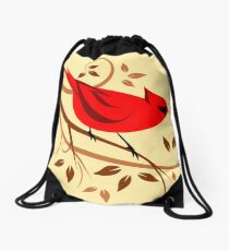 Red Northern Cardinal Stylized Art Drawstring Bag