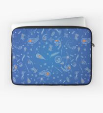 Black, Blue, and Red Nautical Bioluminescent Plankton Pattern Laptop Sleeve
