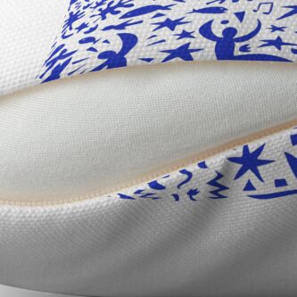 Alternate view of Cuban Salsa - blue on white - contemporary dance pattern by Cecca Designs Throw Pillow