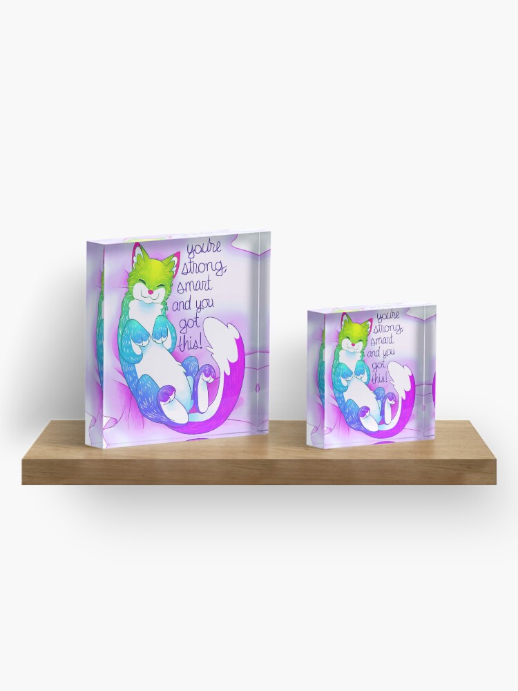 Alternate view of "You're strong, smart and you got this!" Snuggly Kitty Acrylic Block