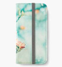 Teal Peach Coral Dogwood Flower Photography, Aqua Turquoise Teal Mint iPhone Wallet/Case/Skin