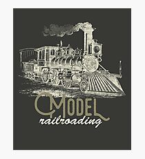 Trains Model Railroading: Vintage Locomotive Art Photographic Print